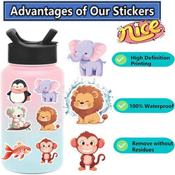 10/30/50PCS Cartoon Smile Animal PVC Sticker Aesthetic Decoration Scrapbooking Korean Stationery School Supplies for Kids (ONLINE ORDER ONLY)