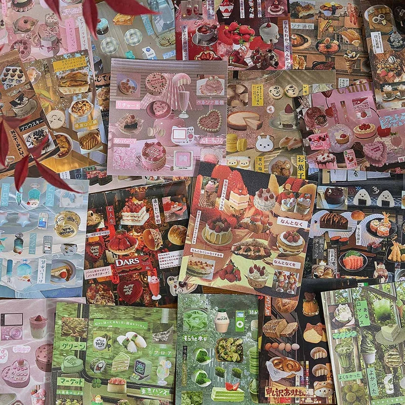 30 Pages Cute Retro Food Die-cut Sticker Book Y2K Sticker Journal Handbook Scrapbooking Kawaii Decoration Sticker Kids Gift (ONLINE ORDER ONLY)