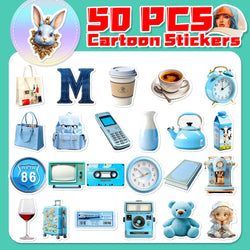 10/30/50PCS Cartoon Ins Style Blue Sticker Waterproof Graffiti Kids Toys DIY Skateboard Phone Suitcase Notebook Bike Wall Decals (ONLINE ORDER ONLY)