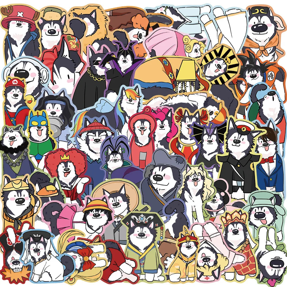 10/30/50PCS Cute Husky Cartoon Stickers Goofy Husky Graffiti Dog Decals Luggage Laptop Phone Guitar Car Bike Skateboard Sticker (ONLINE ORDER ONLY)