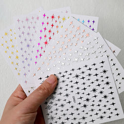 6Pcs 3D Silvery Star Nail Sticker Y2K Nail Design Gold Bronzing Slider Chrome Effect Nail Decoration Nail Design Manicure Tips * (ONLINE ORDER ONLY)