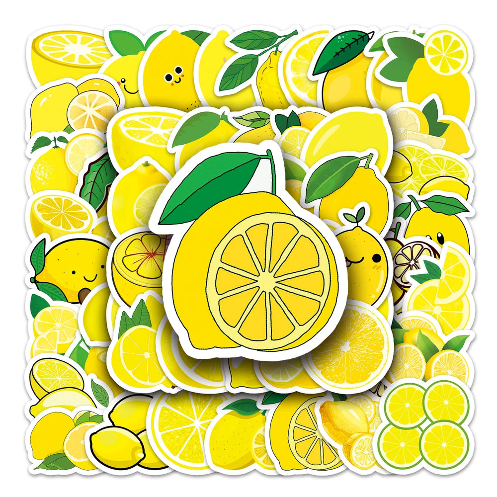 50Pcs Lemon Cartoon Waterproof Vinyl Stickers for Skateboard Snowboard Decals (ONLINE ORDER ONLY)