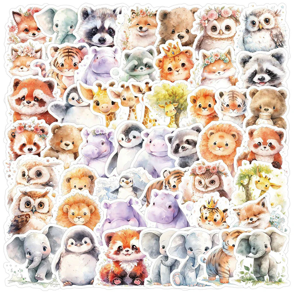 Kawaii Cartoon Animal Stickers 10/30/50pcs Cute Decals for Kids Laptop Phone Suitcase (Online Order Only)