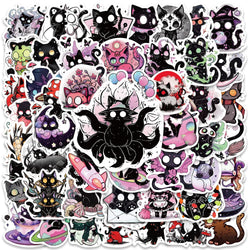 50PCS Kawaii Witch Cat Stickers for Laptop, Fridge, Suitcase, Bottle, Phone (Online Order Only)