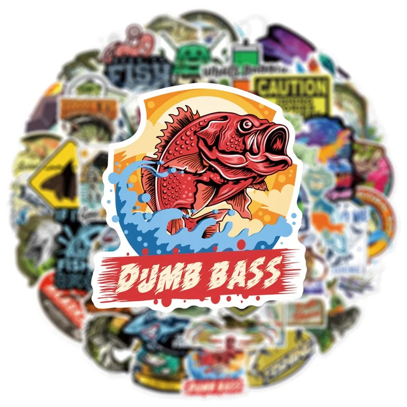 10/30/50PCS Cartoon Fishing Sticker Aesthetic PVC Children's Korean Stationery School Supplies Decoration Scrapbooking for Kids (ONLINE ORDER ONLY)