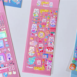 6pcs/lot Cute Flower Rabbit Sticker Scrapbooking Hand Account Stickers Idol Card Photo Frame DIY Deco Material Korean Stationery (Online Order Only)