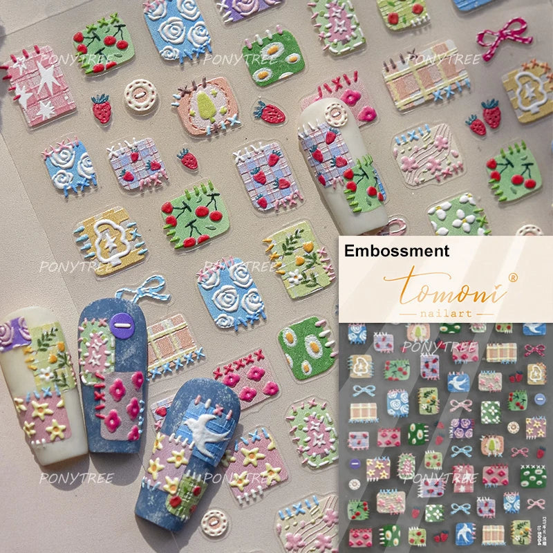 Cat Kitten Rabbit Flower Bouquet Bowknot Vase Bunny Grid Star Blocks Round Warm Sun Decoration Nail Art Stickers Manicure Decals (ONLINE ORDER ONLY)