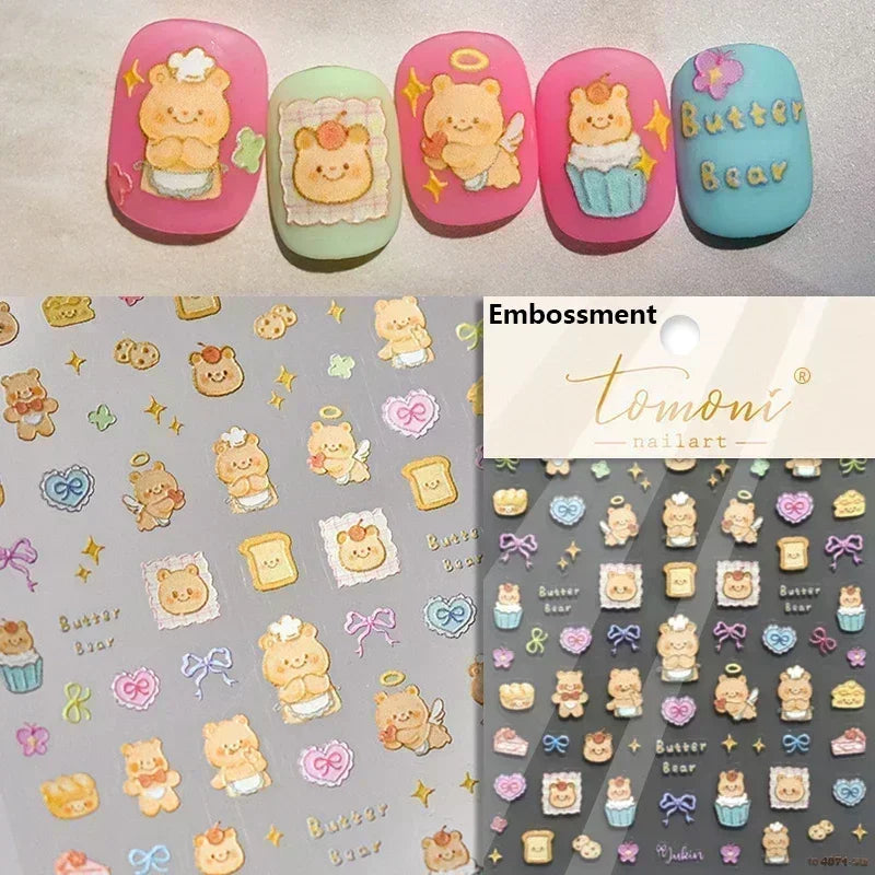 Cute Mango Dog Puppy Bear Bichon Blueberries Strawberry Cake Fruit Juice Desserts Corgi Adhesive Nail Art Sticker Manicure Decal (Online Order Only)