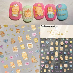 Cute Mango Dog Puppy Bear Bichon Blueberries Strawberry Cake Fruit Juice Desserts Corgi Adhesive Nail Art Sticker Manicure Decal (Online Order Only)