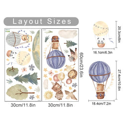 Cute Bear Hot Air Balloon Nursery Wall Decals Watercolor Vinyl Decor (Online Order Only)