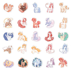 10/30/50PCS Fantasy Creature Cute Cartoon Pony Stickers Kawaii Animal Decals Kids Toy DIY Scrapbook Phone Fridge Laptop Bike Car (ONLINE ORDER ONLY)