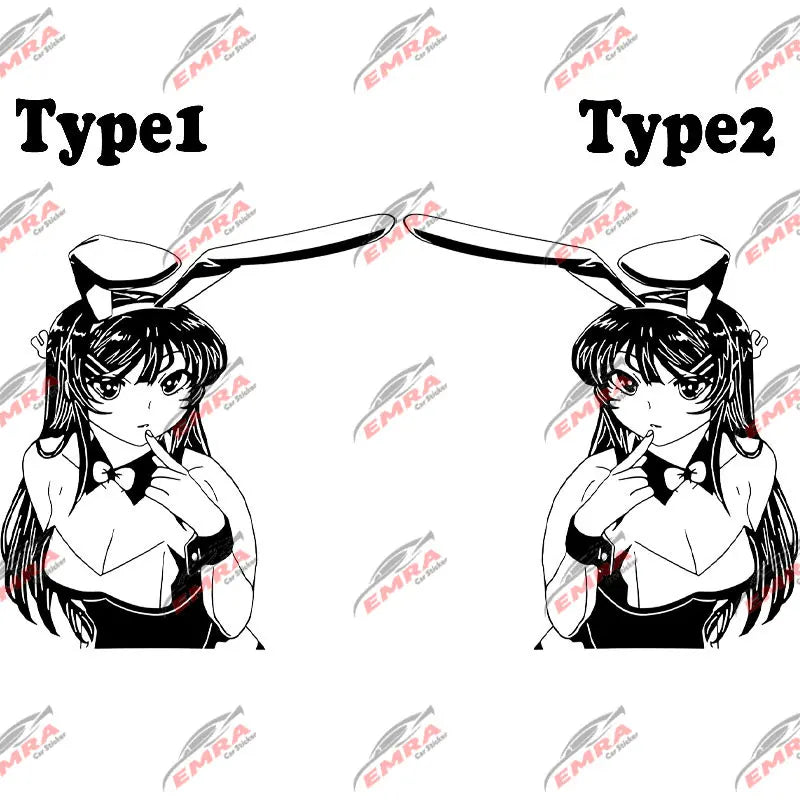 Anime Sticker Rabbit Girl For Car Stickers Decoration Window Door Rear Windshield External Accessories Die Cutting Vinyl Decals (ONLINE ORDER ONLY)