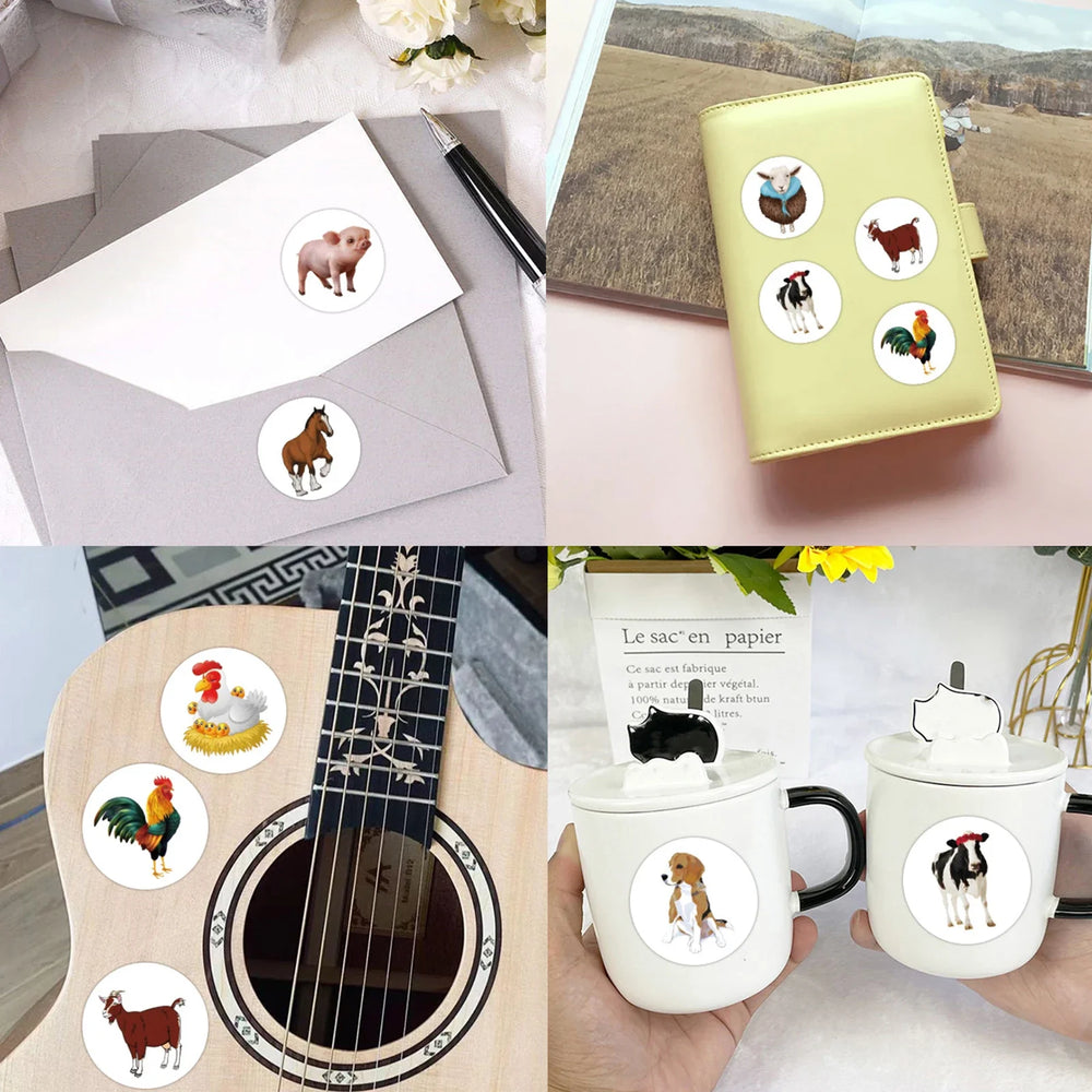 100-500pcs Cartoon Farm Animals Stickers Gift Packaging Lables Stickers Hand Account Sealing Label Reward Sticker Kids Toy (Online Order Only)