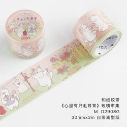 3cm*3m Kawaii Cartoon Washi tape Stickers Creativity Stick Labels Junk Journal Scrapbooking material Masking tape (ONLINE ORDER ONLY)