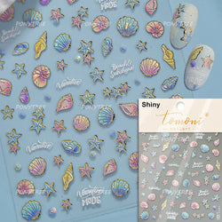 Halo Dyeing Ocean Shell Conch Starfish Pearl Love Heart Bowknot Jellyfish Adhesive Nail Art Stickers Manicure Decals Wholesale (ONLINE ORDER ONLY)