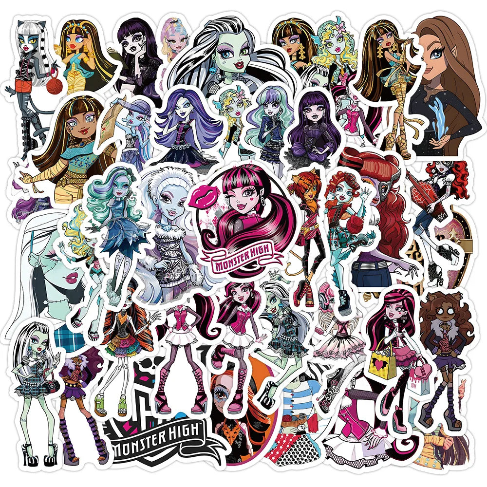 10/30/50PCS Monster High School Stickers Anime Graffiti Decals DIY Suitcase Notebook Suitcase Laptop Phone Cartoon Sticker Toys (Online Order Only)