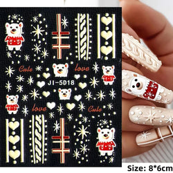 5D Embossed Gingerbread Man Nail Art Sticker Cute Christmas Winter Santa Claus Snowflake Elk Engraved Slider Manicure Decoration (ONLINE ORDER ONLY)