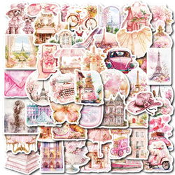 Pink Paris Stickers Set: Cute Aesthetic Decals for Laptop, Phone, Notebook, Suitcase (Online Order Only)