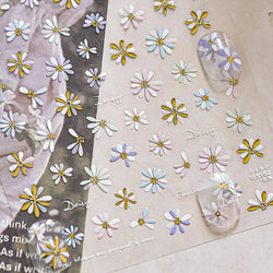 Colourful Daisy Cosmos Hot Stamping Petal Delicate and Pretty Plant Self Adhesive Nail Art Decoration Stickers Manicure Decals (ONLINE ORDER ONLY)