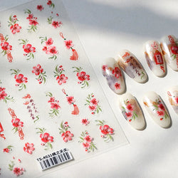 Graceful Peach Blossom Blessing Sachet Pretty Buckle Tassels Pendant Antique Radiant Adhesive Nail Art Stickers Manicure Decals (ONLINE ORDER ONLY)