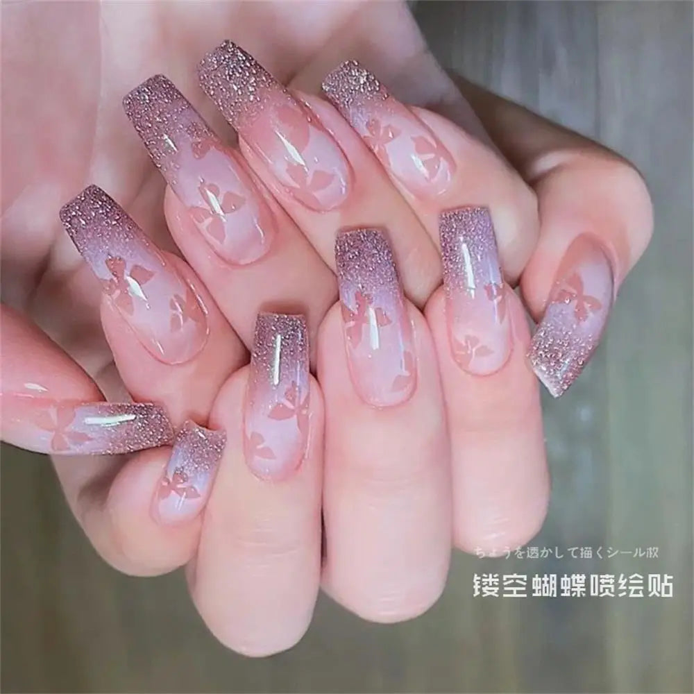 1PC Hollow Airbrush Design Nail Art Hollow Stencils Sticker Love Star Snowflake Butterfly Butterfly French Decal Slider Decors * (Online Order Only)