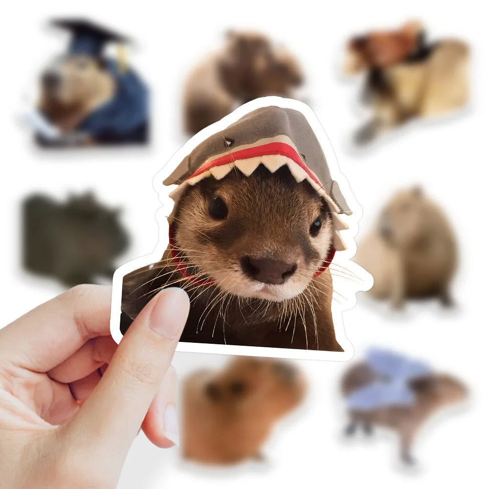 10/30/60PCS Cute Capybara Stickers Cartoon Toys Kids DIY Fridge Notebook Bike Laptop Notebook Car PVC Waterproof Graffiti Decals (Online Order Only)
