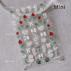 Retro Rose Flowers Bowknot Petal Romantic 5D Soft Embossed Relief Self Adhesive Nail Art Decoration Stickers 3D Manicure Decals (ONLINE ORDER ONLY)