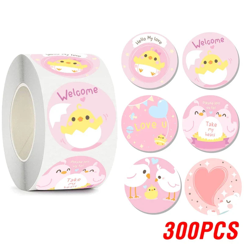 100-500pcs Kawaii Children Reward Stickers Creative School Supplies Cute Animal Encourage Sticker 2.5cm Circle Kids Toy Stickers (Online Order Only)