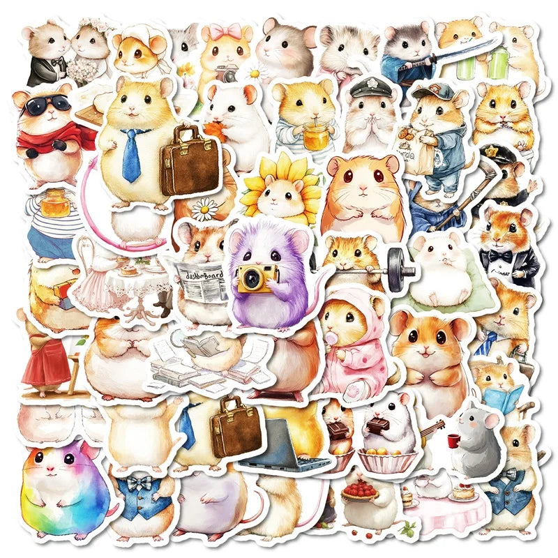10/30/50PCS Kawaii Hamster Sticky PVC Sticker Aesthetic DIY Children's Decoration Scrapbooking Hand Accounting Supplies for Kids (Online Order Only)