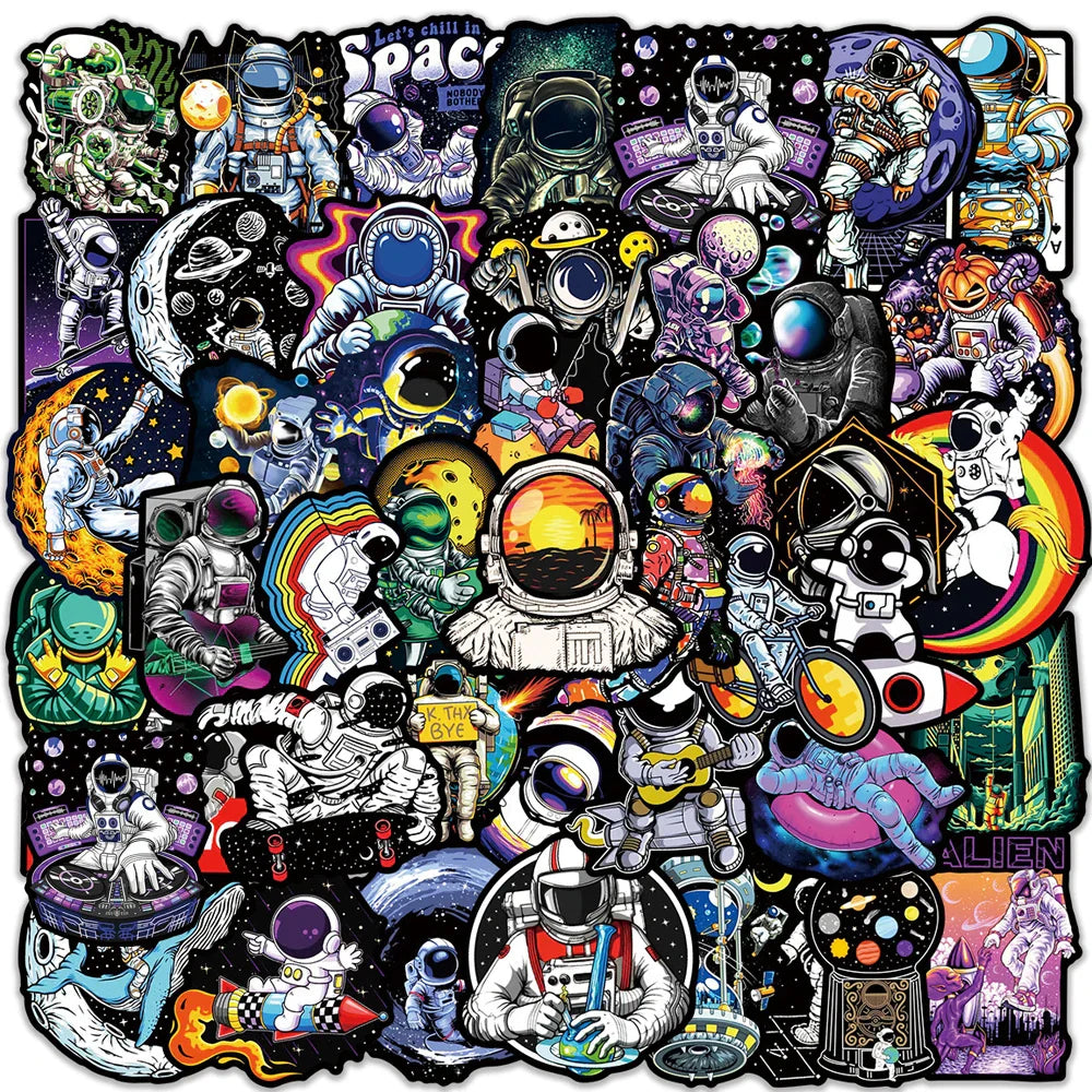 Outer Space Astronaut Stickers Waterproof Decals for Phone, Skateboard, Fridge, Suitcase - 10/30/50pcs (Online Order Only)
