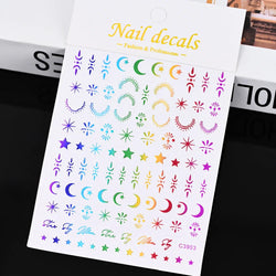 1 Sheet Star Nail Art Stickers 3d Self Adhesive Nail Decals Black White Golden Silver Color Star Design Nail Supplies Accessory (ONLINE ORDER ONLY)