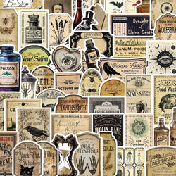 10/30/50PCS Vintage Horror Poison Label Stickers Gothic Pharmacist Decals Waterproof Graffiti Toys DIY Skateboard Scrapbook Bike (ONLINE ORDER ONLY)