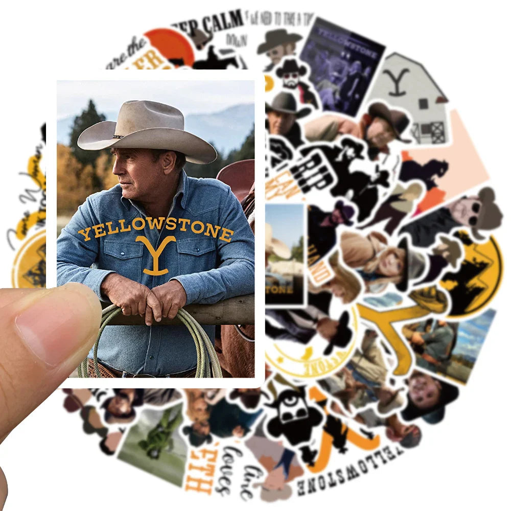 50pcs American Hot TV Yellowstone Season Show Stickers Laptop Luggage Guitar Skateboard Fridge Scrapbook Graffiti Sticker (ONLINE ORDER ONLY)