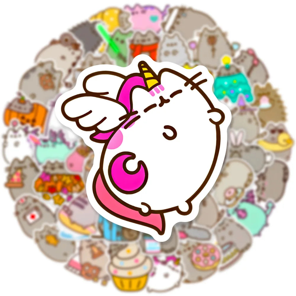 10/30/50PCS Kawaii Chunky Cat Stickers Cute Cartoon Decals Decorative DIY Phone Stationery Scrapbook Guitar Bike Kids Sticker (ONLINE ORDER ONLY)