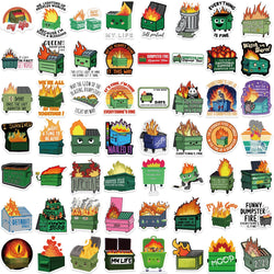 56Pcs Creative Dumpster on Fire Stickers For Phone Suitcase Journal Accessories Scrapbooking Supplies DIY Graffiti Stickers (Online Order Only)