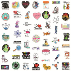 10/30/50pcs Cartoon Science Chemistry Biology Laboratory Waterproof Stickers Decals DIY Laptop Suitcase Diary Decoration Sticker (ONLINE ORDER ONLY)