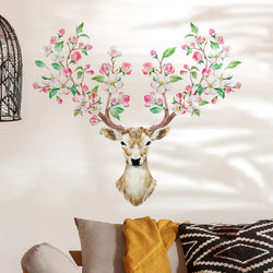 Deer Wall Stickers Animals Flowers Decals for Living Room Bedroom Nursery Decor (Online Order Only)
