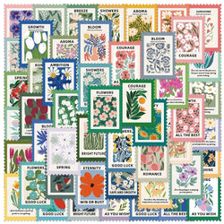 50PCS Retro Flower Stickers for Journals, Planners, Crafts, Scrapbooking (ONLINE ORDER ONLY)