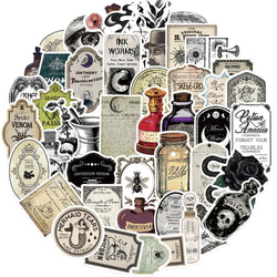 50PCS Retro Potion Label Gothic APothecary Stickers For Helmet Car Skateboard Laptop Phone Sticker DIY Graffiti Cool Decal (ONLINE ORDER ONLY)
