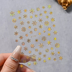 1PCS Laser Gold Snowflake Christmas Tree Nail Sticker 3D Adhesive Nail Decals Nail Art Accessories New Christmas Decoration 2024 (ONLINE ORDER ONLY)