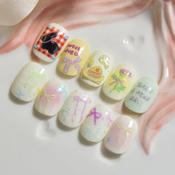 Black Rabbit Bunny Ribbon Bowknot Flower Cake Daisy Dessert Knife Fork Butterfly Self Adhesive Nail Art Stickers Manicure Decals (ONLINE ORDER ONLY)
