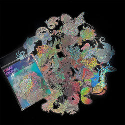 Holographic Marine Life Cartoon Stickers - 10/30/50/100pcs for Luggage, Skateboard, Graffiti (Online Order Only)