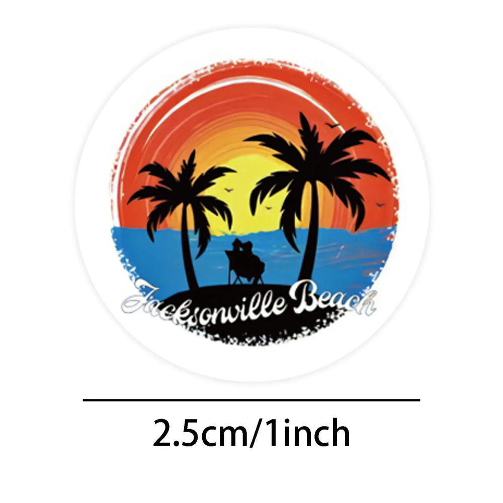 500pcs Summer Cartoon Beaches and Mushrooms Sticker Roll (Online Order Only)