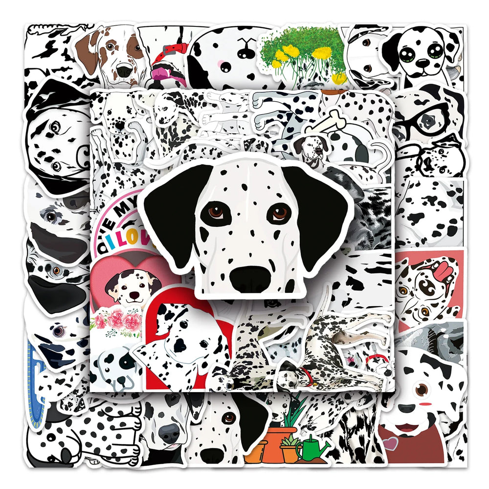 50Pcs Spotted Dog Cartoon Waterproof Vinyl Stickers for Skateboard Snowboard (ONLINE ORDER ONLY)
