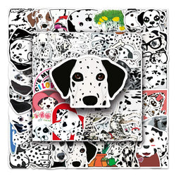 50Pcs Spotted Dog Cartoon Waterproof Vinyl Stickers for Skateboard Snowboard (ONLINE ORDER ONLY)