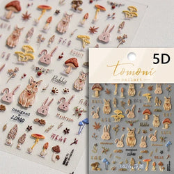 Autumn Fall Maple Leaves Ginkgo Leaf Osmanthus Chrysanthemums Rabbit Bunny Plant Flower Relief Nail Art Sticker Decoration Decal (ONLINE ORDER ONLY)