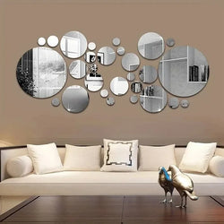 26 pcs 3D Acrylic Mirror Wall Sticker Round Mirror DIY Bedroom Bathroom and TV Background Room Sticker Wall Decoration (Online Order Only)