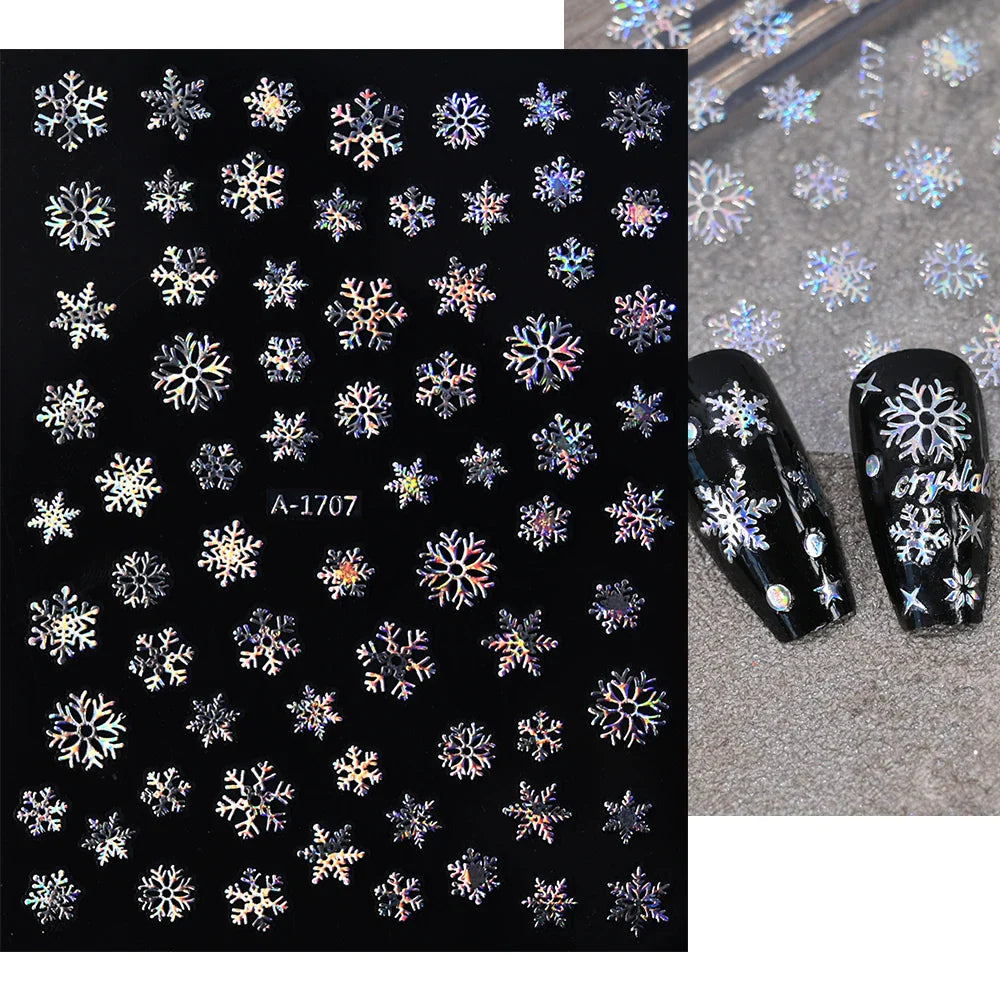3D Snowflake Nail Art Decals Sliver Bronzing 3D Christmas Nail Art Decoration Self Adhesive Winter Christmas New Year Slides Y2K (ONLINE ORDER ONLY)