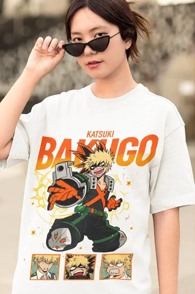 Katsuki Bakugo T-Shirt: MHA Anime Hero Manga Tee (ONLINE ORDER ONLY)
