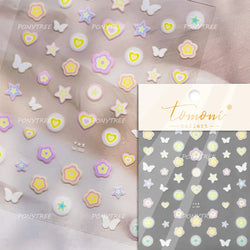 Flower Star Sun Grid Line Interesting Graffiti Tulip Cherry Apple Fruit Dot Painting Adhesive Nail Art Stickers Manicure Decals (ONLINE ORDER ONLY)